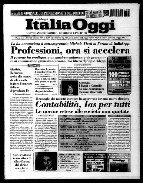 Italia oggi : quotidiano di economia finanza e politica